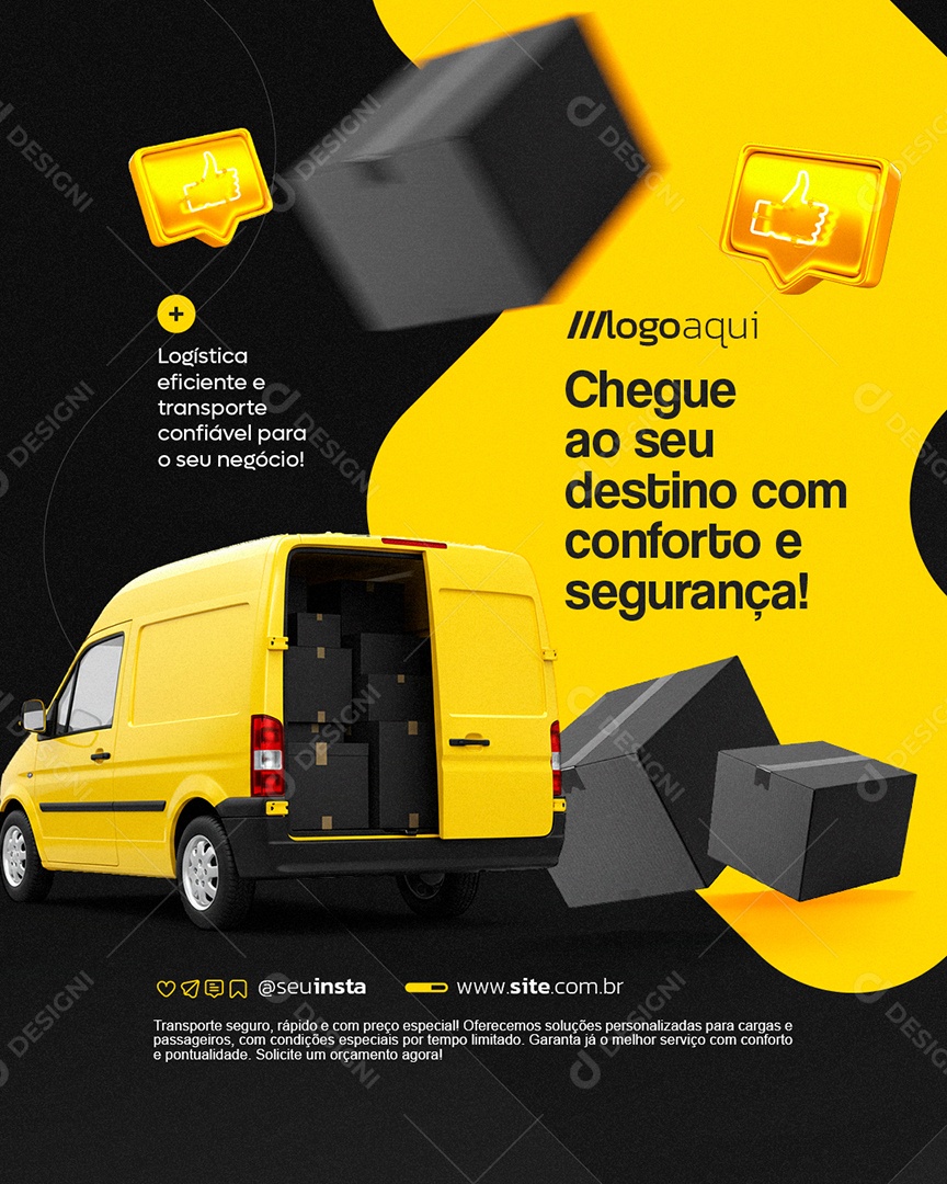 Transportadora Chegue ao Seu Destino com Conforto e Segurança Social Media PSD Editável