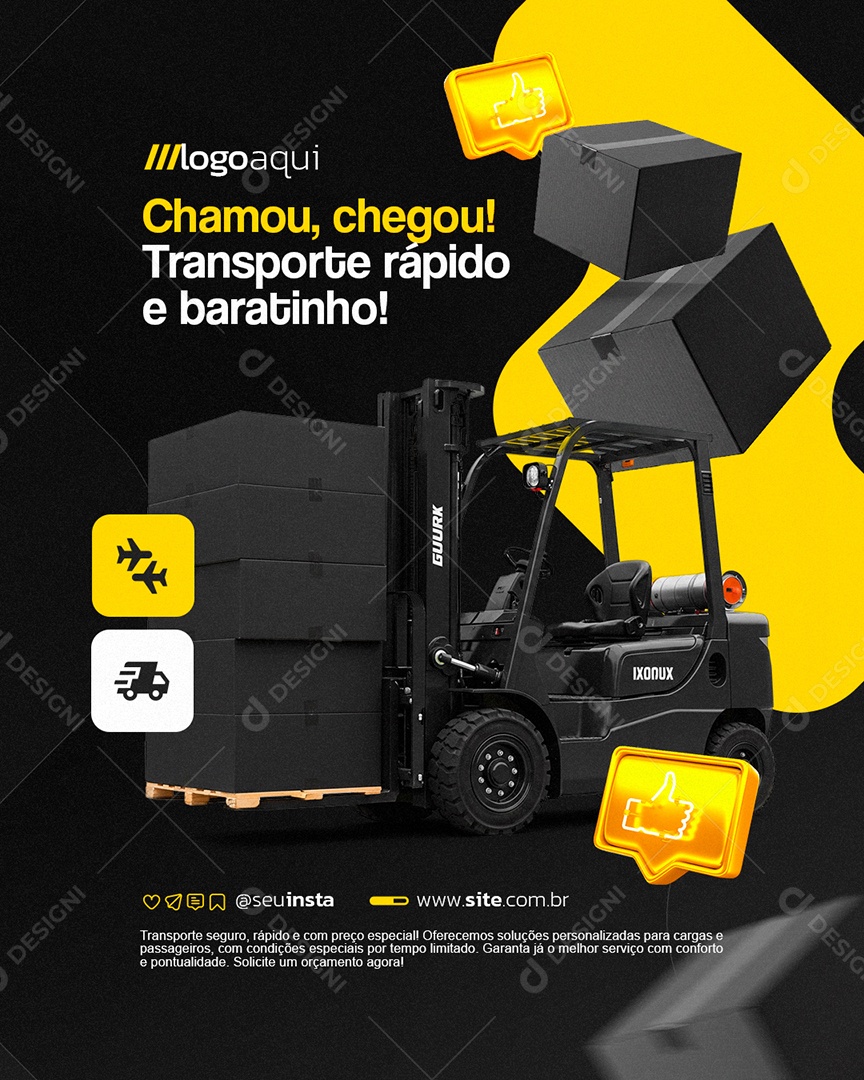 Transportadora Chamou Chegou Social Media PSD Editável