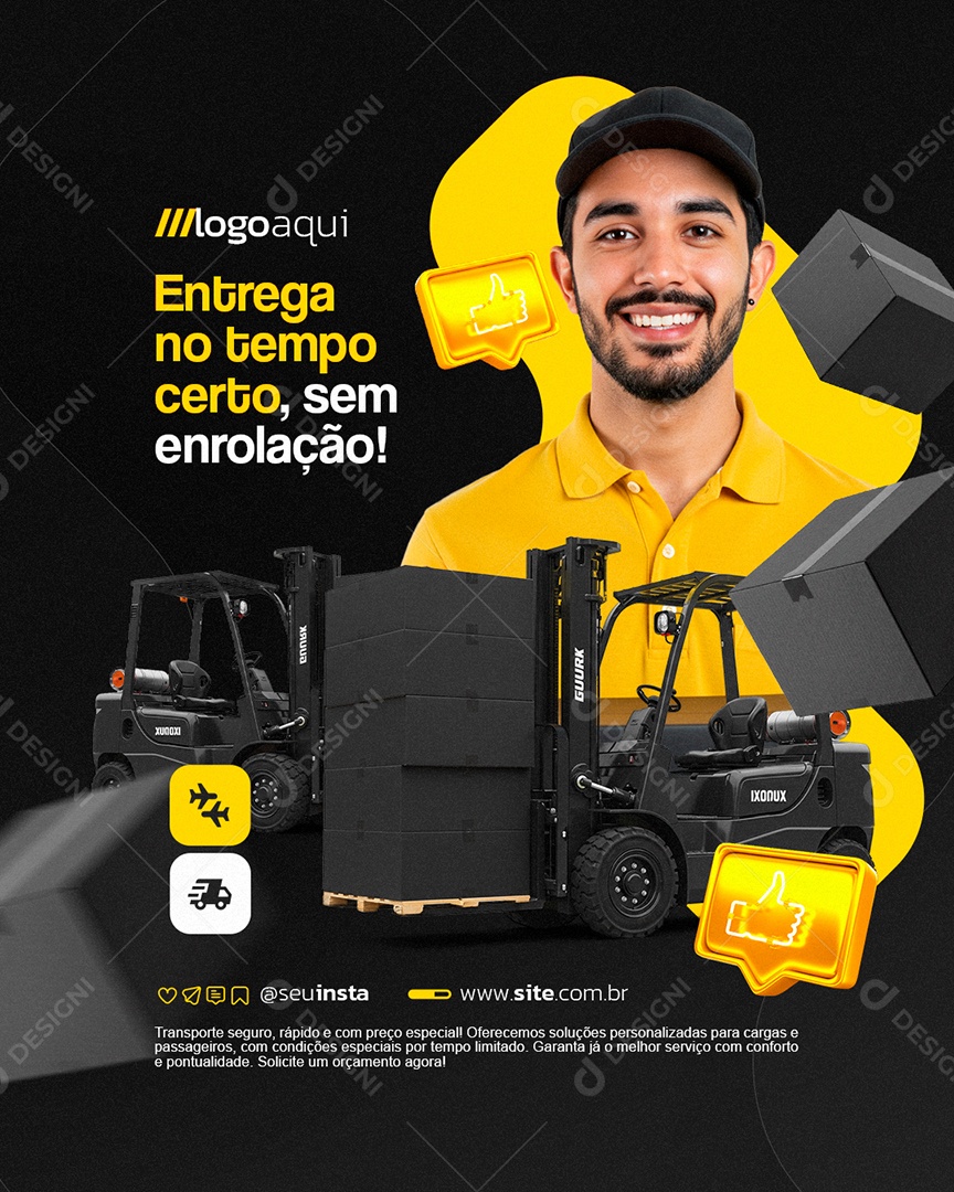 Transportadora Entrega no Tempo Certo Social Media PSD Editável