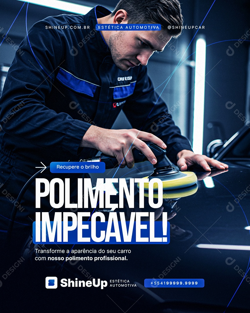 Estética Automotiva Recupero o Brilho Polimento Impecável Social Media PSD Editável