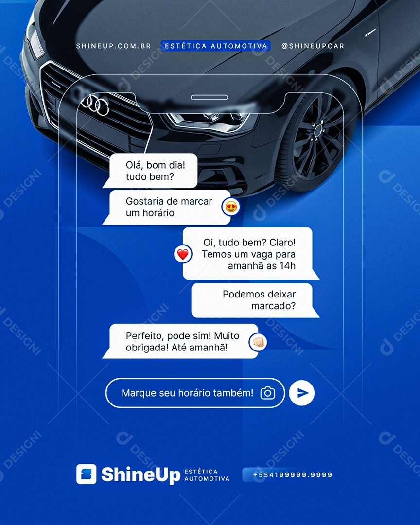 Estética Automotiva Marque Seu Horário Também Social Media PSD Editável