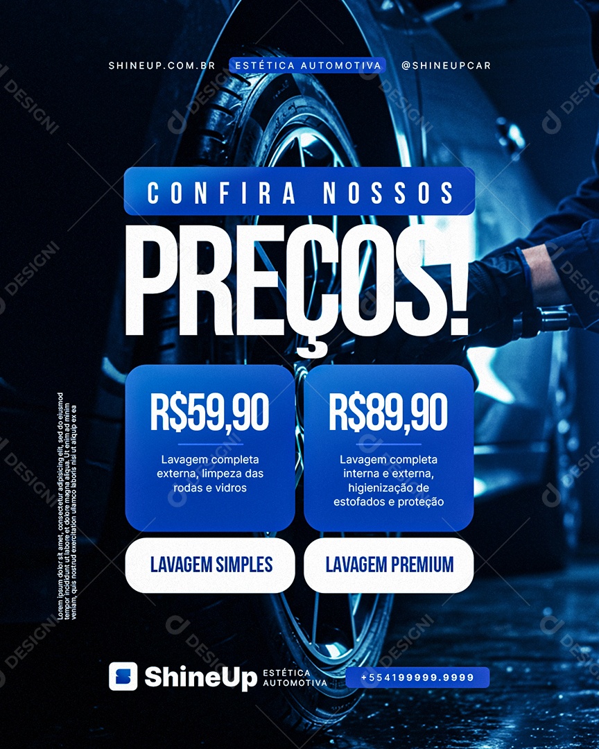 Estética Automotiva Confira Nossos Preços Social Media PSD Editável