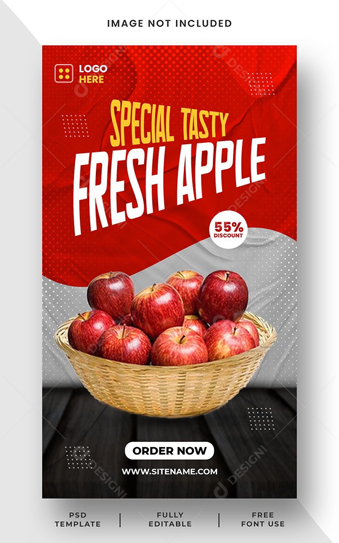 Especial Maçã Fresca e Saborosa Social Media PSD Editável