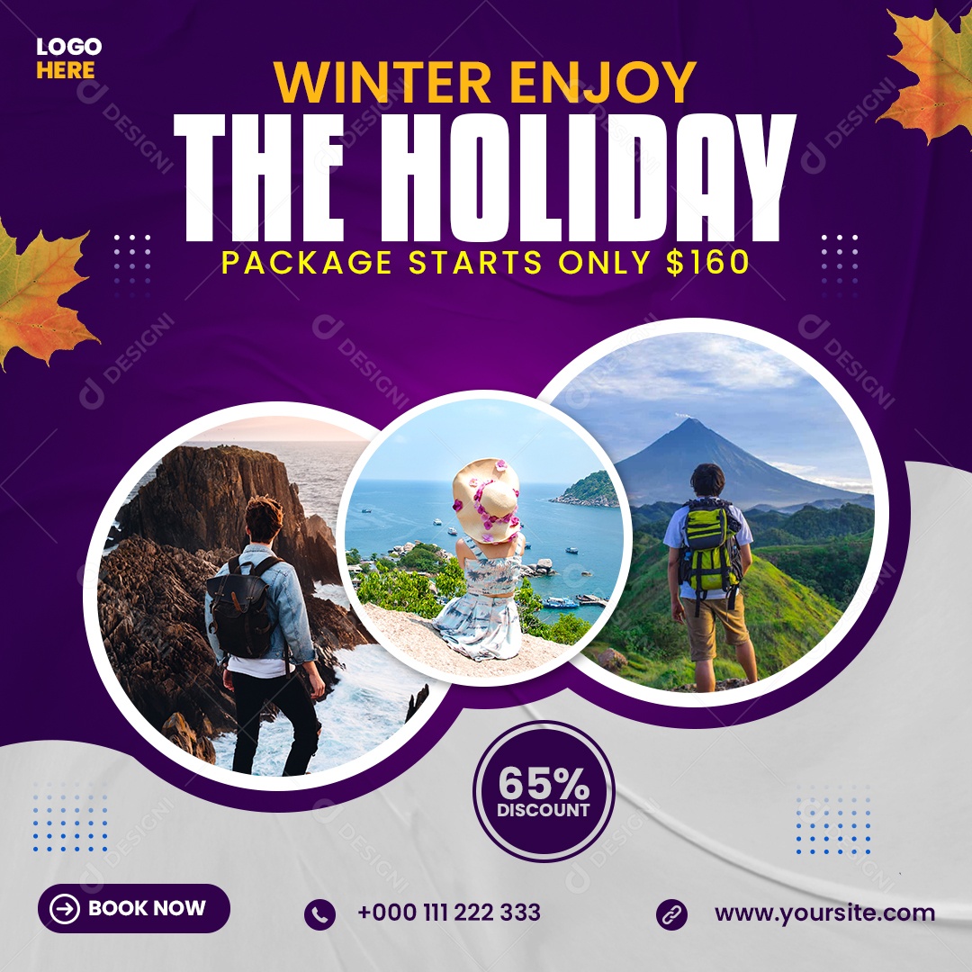 Turismo Aproveite o Feriado Inverno Social Media PSD Editável