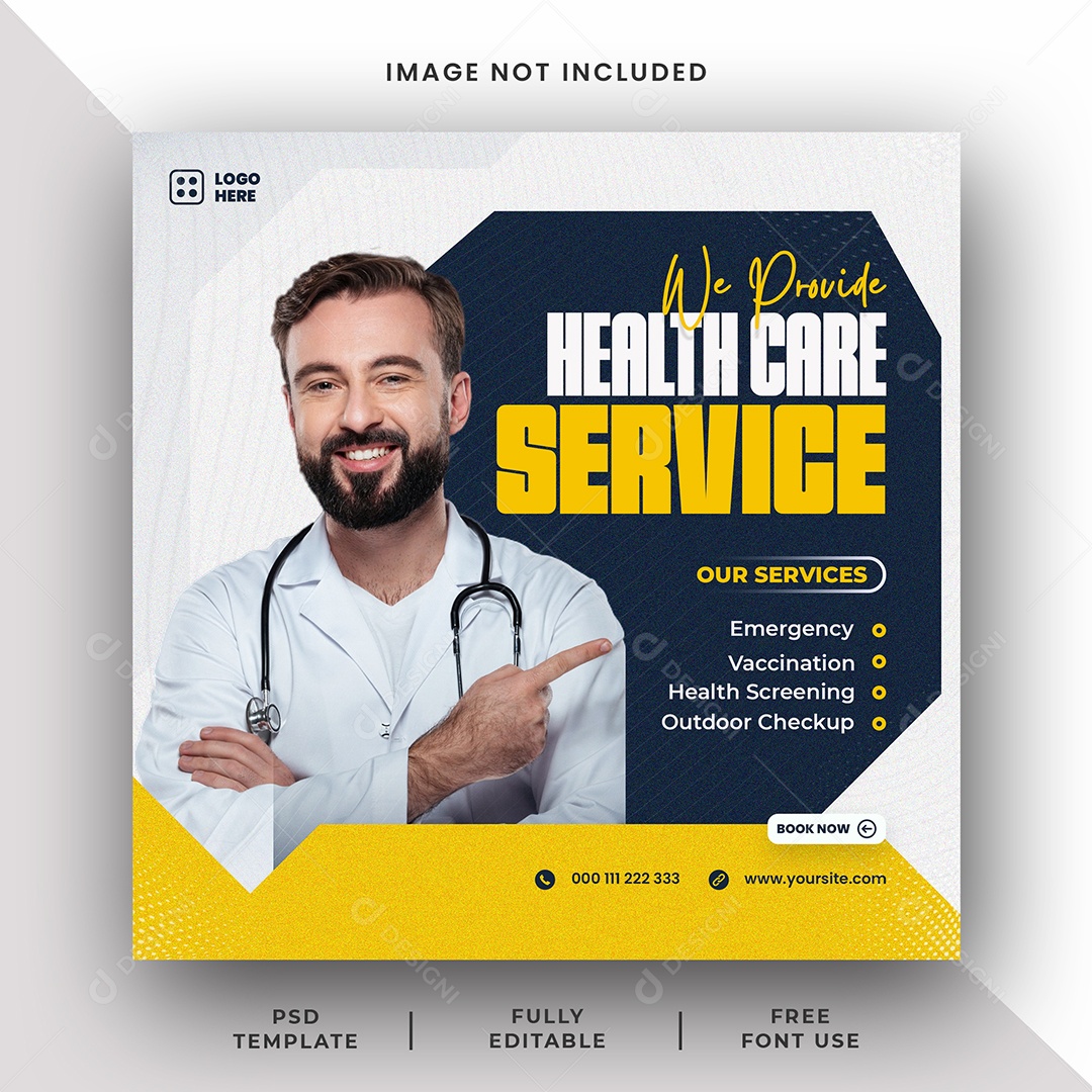 Clínica Médica Serviço de Saúde Social Media PSD Editável