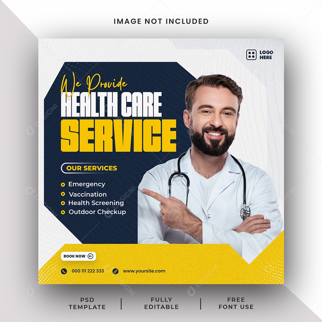 Clínica Médica Serviço de Saúde Social Media PSD Editável