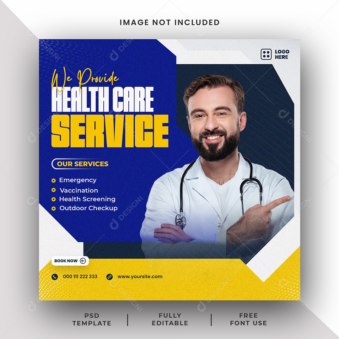 Clínica Médica Serviço de Saúde Social Media PSD Editável