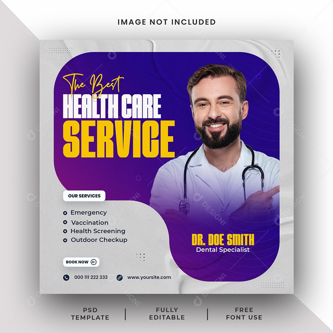 Clínica Médica Serviço de Saúde Social Media PSD Editável