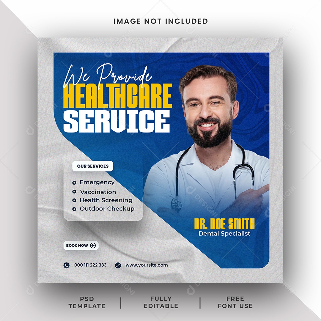 Clínica Médica Serviço de Saúde Social Media PSD Editável