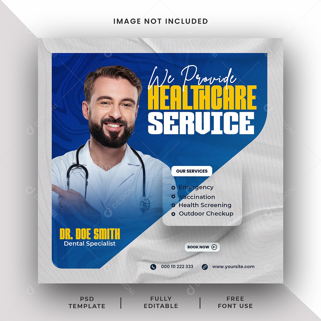 Clínica Médica Serviço de Saúde Social Media PSD Editável