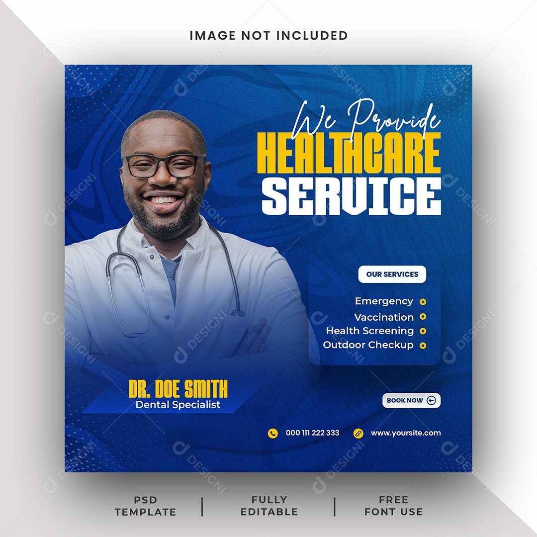 Clínica Médica Serviço de Saúde Social Media PSD Editável
