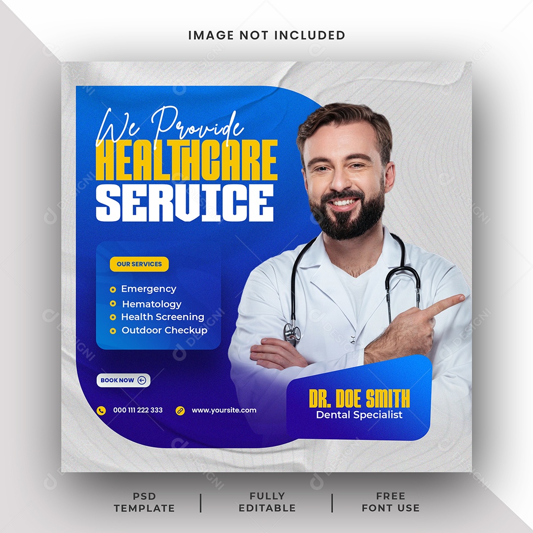 Clínica Médica Serviço de Saúde Social Media PSD Editável