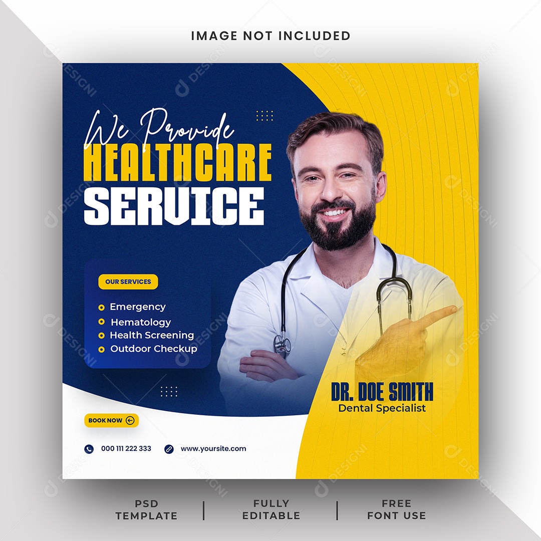 Clínica Médica Serviço de Saúde Social Media PSD Editável