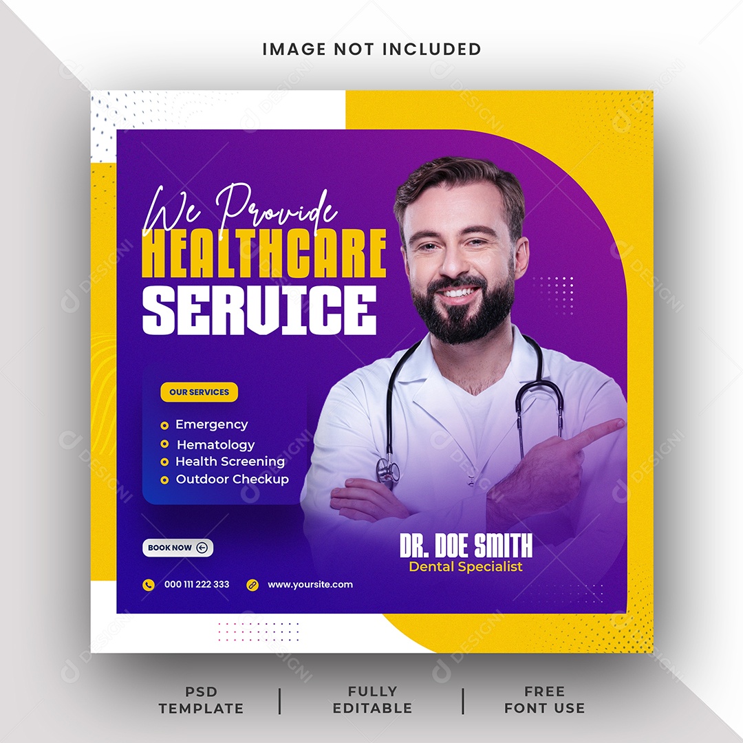 Clínica Médica Serviço de Saúde Social Media PSD Editável