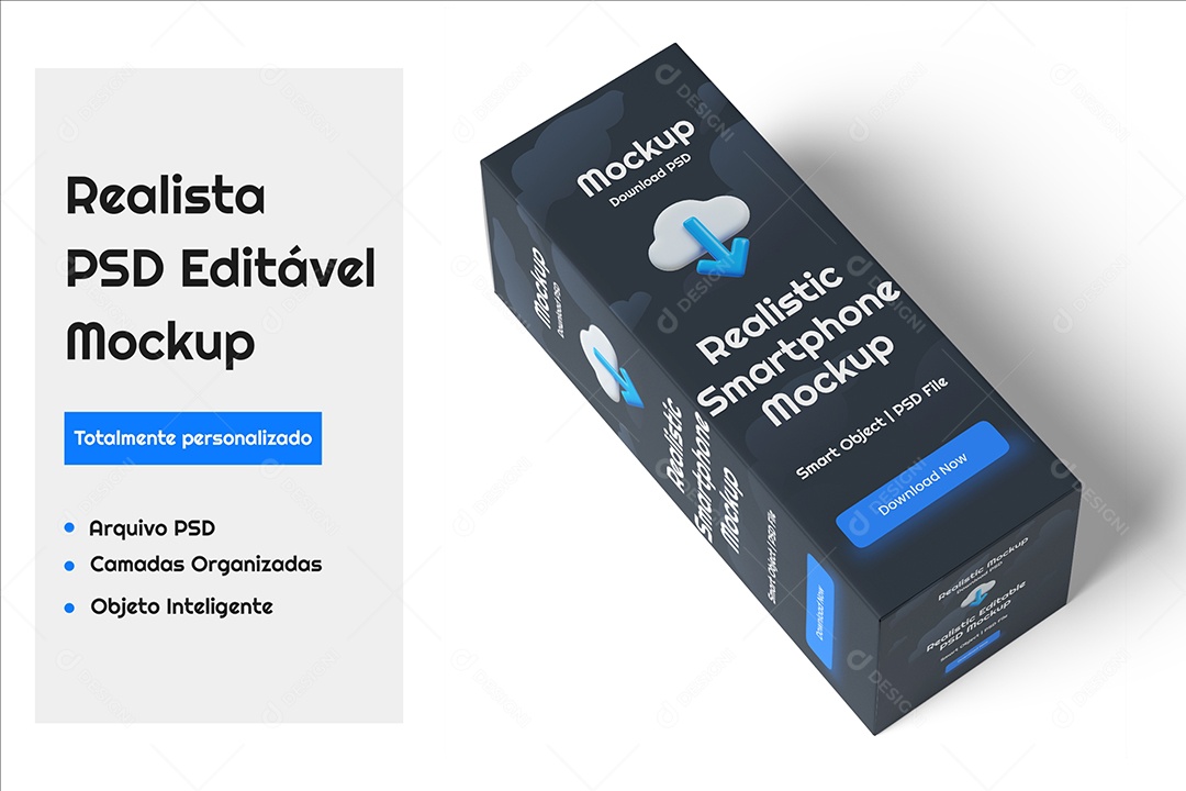 Maquete de Caixa de Embalagem Mockup PSD Editável