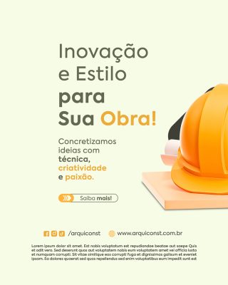 Construtora Inovação e Estilo Para Sua Obra Social Media PSD Editável