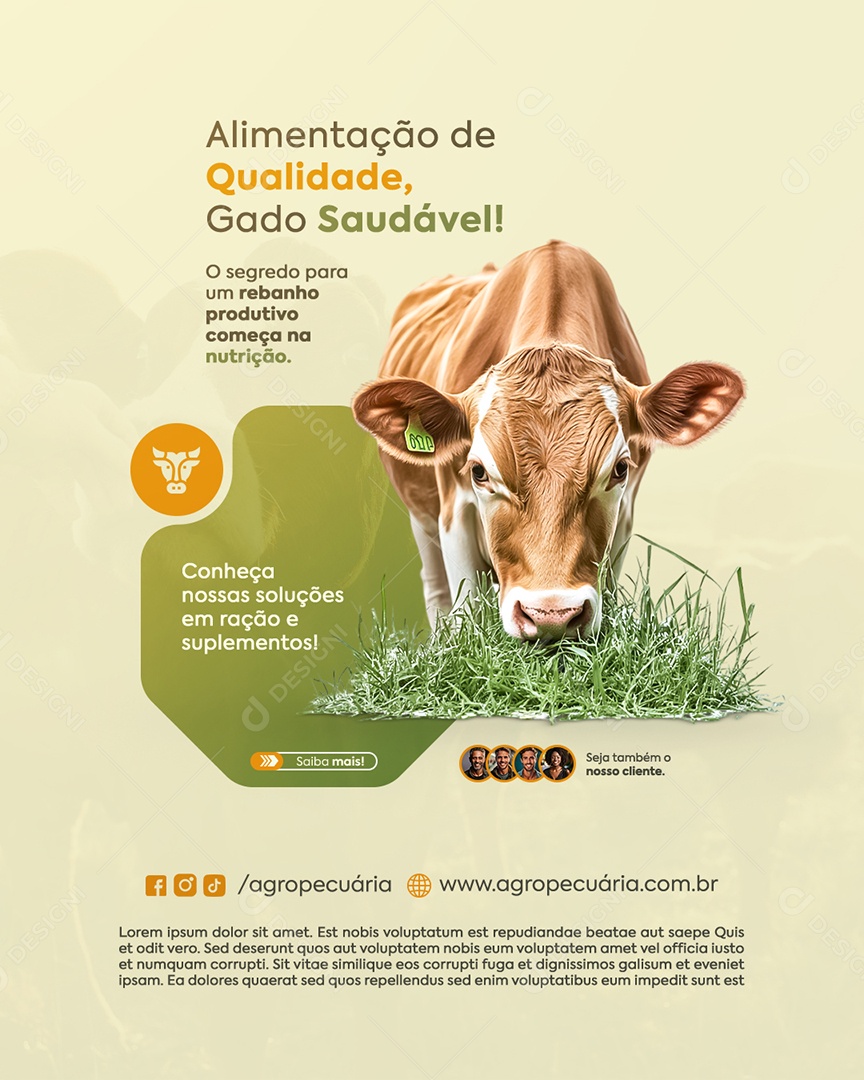 Agronegócio Alimentação de Qualidade Gado Saudável Social Media PSD Editável