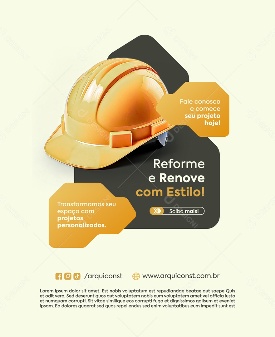 Empresa Engenharia Reforme e Renove Com Estilo Social Media PSD Editável