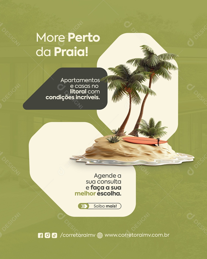 Imobiliária More Perto da Praia Social Media PSD Editável