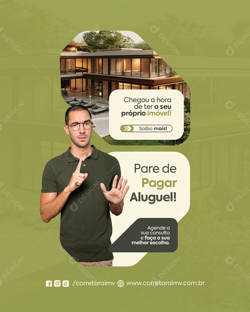 Imobiliária Pare de Pagar Aluguel Social Media PSD Editável