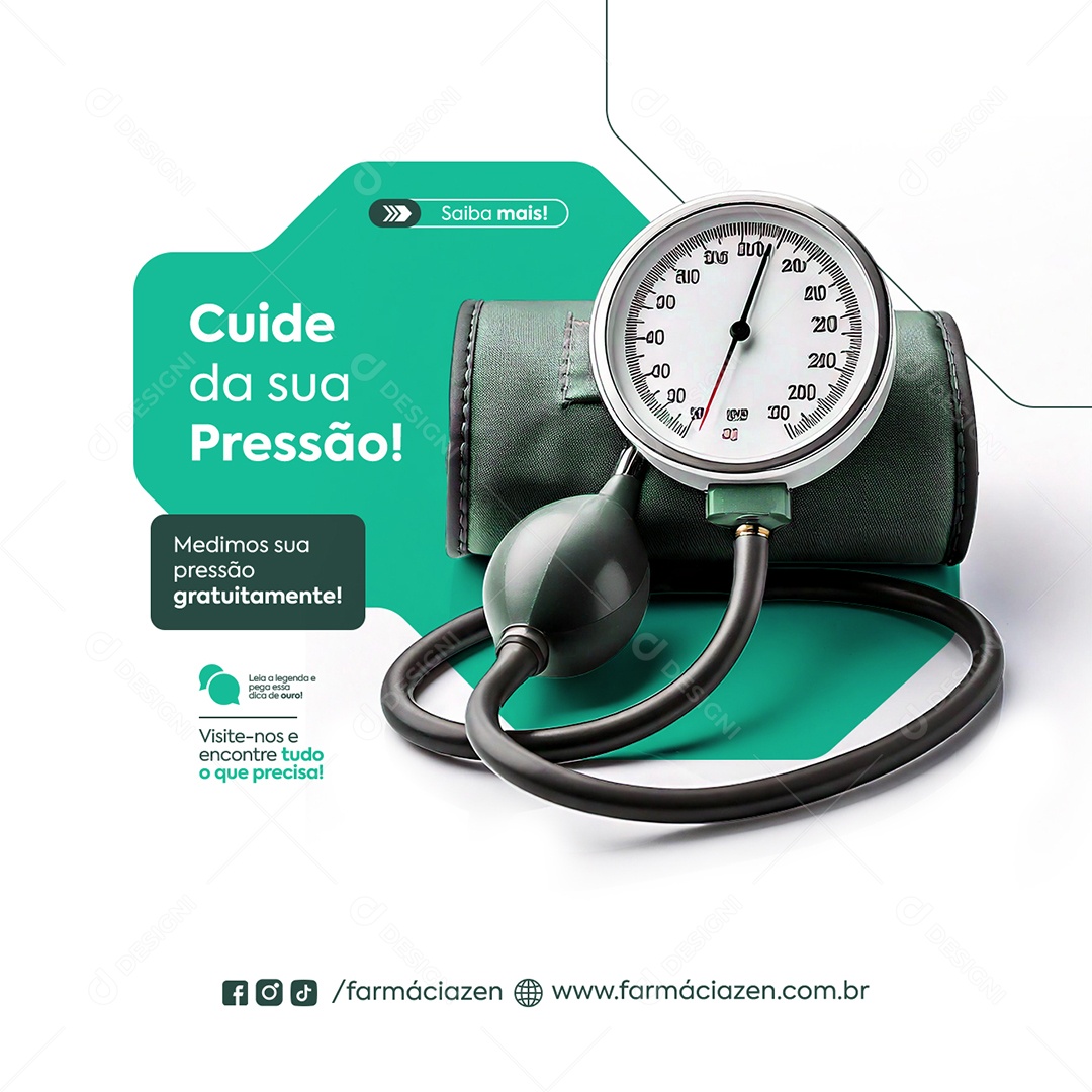 Cuide da Sua Pressão Social Media PSD Editável