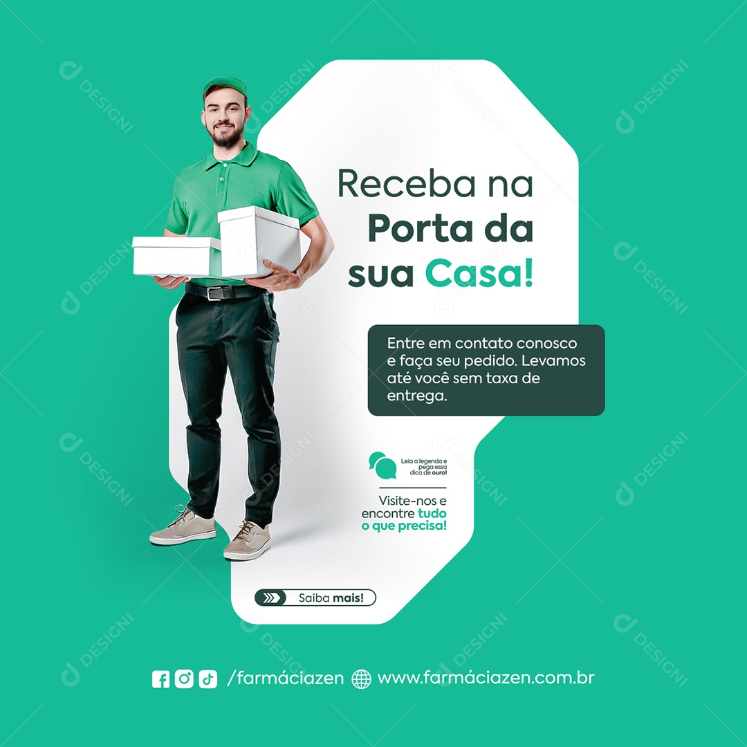 Farmácia Receba na Porta da Sua Casa Social Media PSD Editável