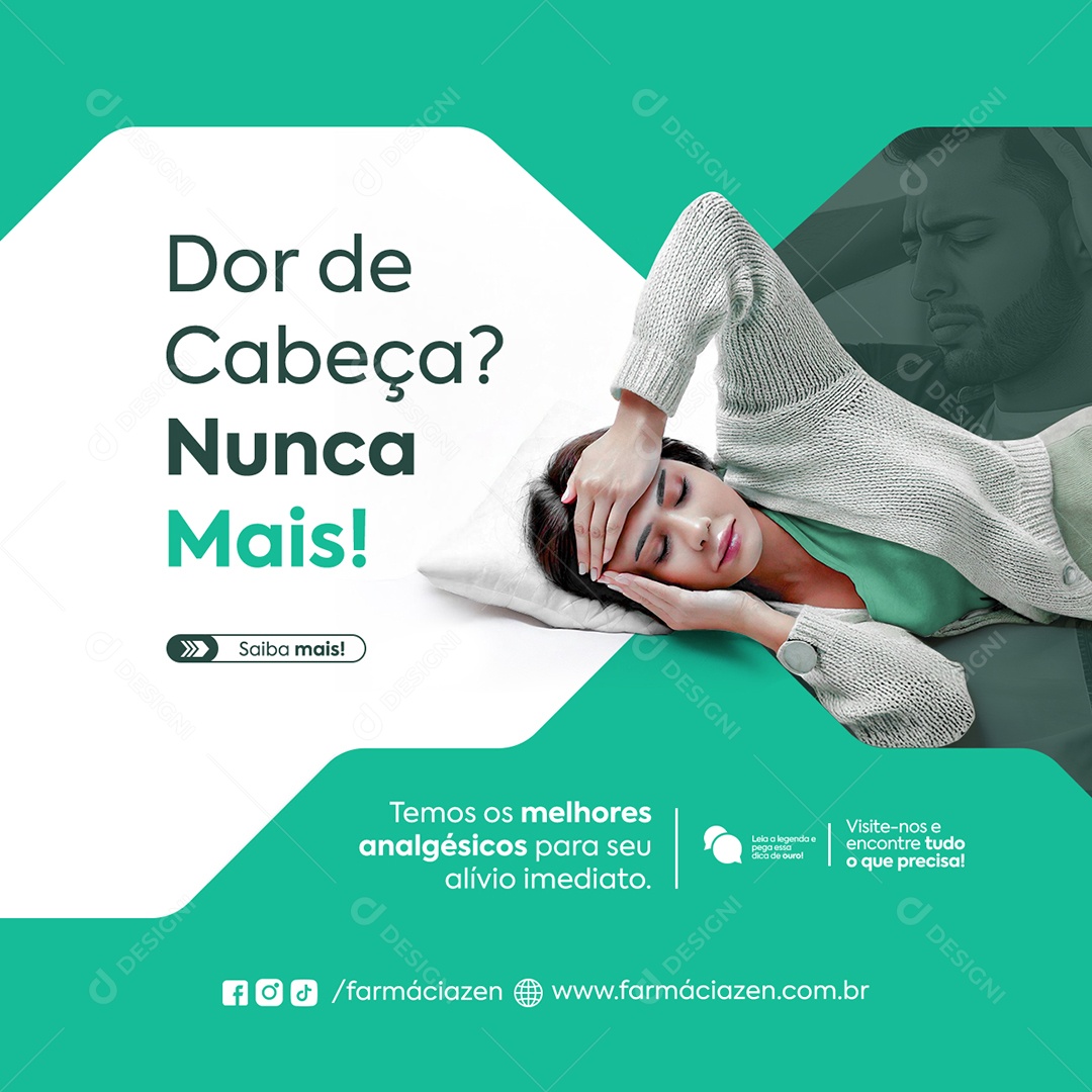 Dor de Cabeça Nunca Mais Social Media PSD Editável