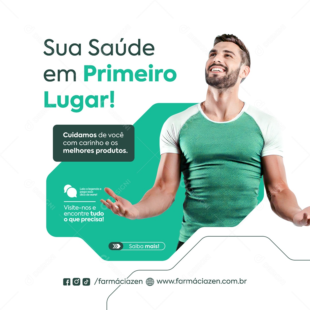 Sua Saúde em Primeiro Lugar Social Media PSD Editável