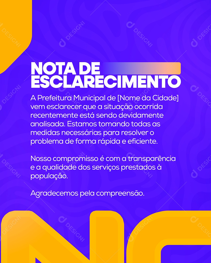 Nota de Esclarecimento Prefeitura Social Media PSD Editável