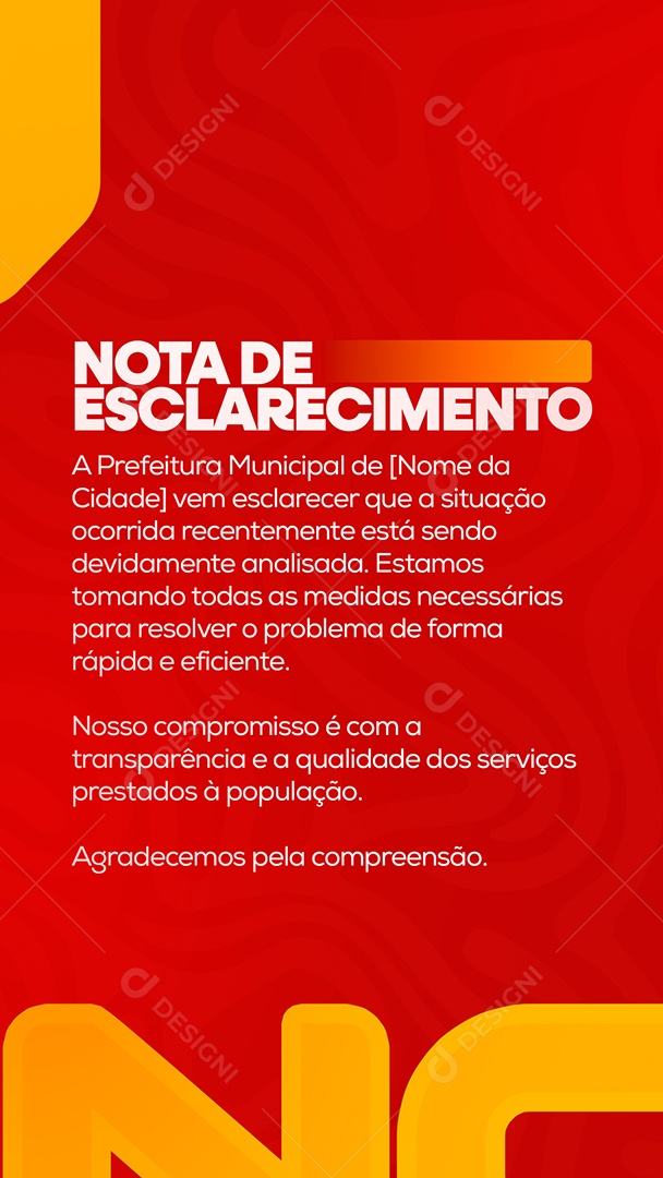 Story Nota de Esclarecimento Prefeitura Social Media PSD Editável