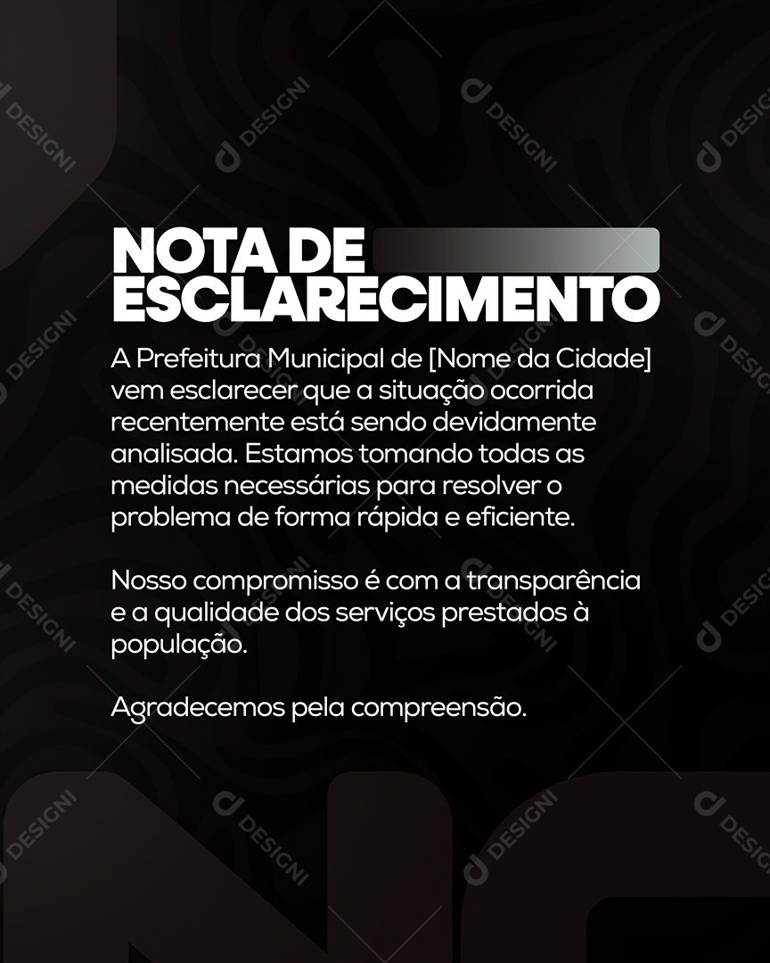 Nota de Esclarecimento Prefeitura Social Media PSD Editável