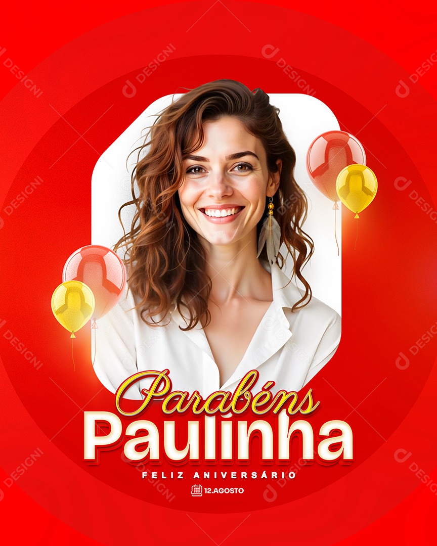 Feliz Aniversário Parabéns Paulinha Social Media PSD Editável