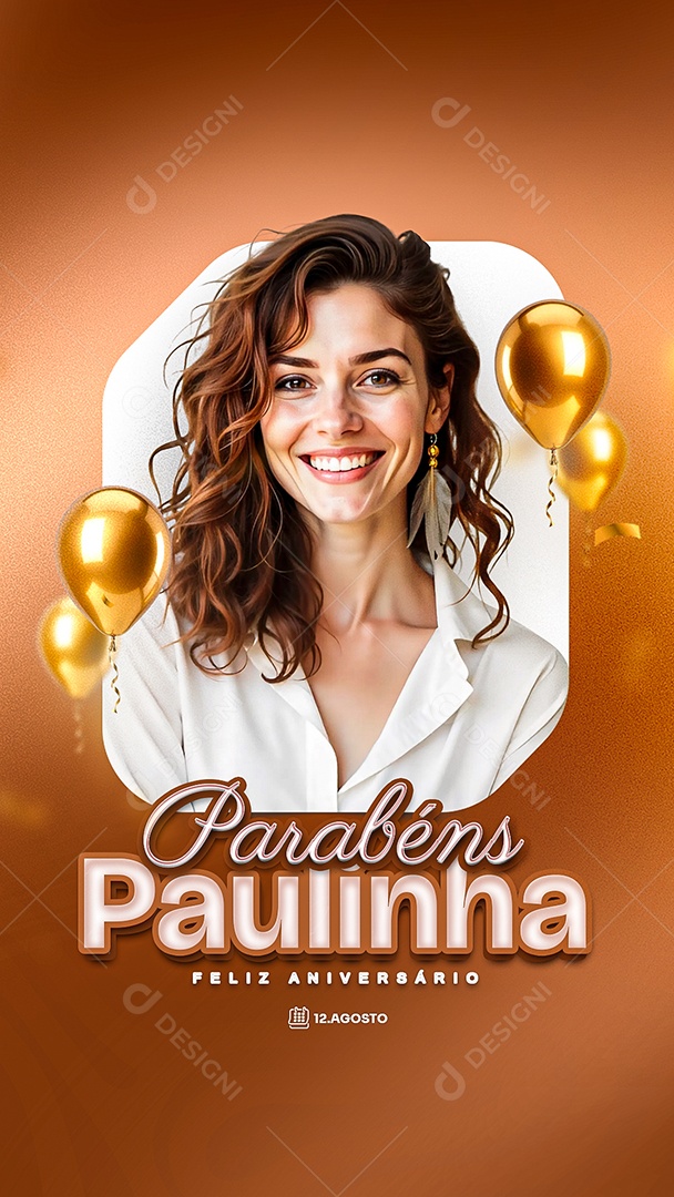 Story Feliz Aniversário Parabéns Paulinha Social Media PSD Editável