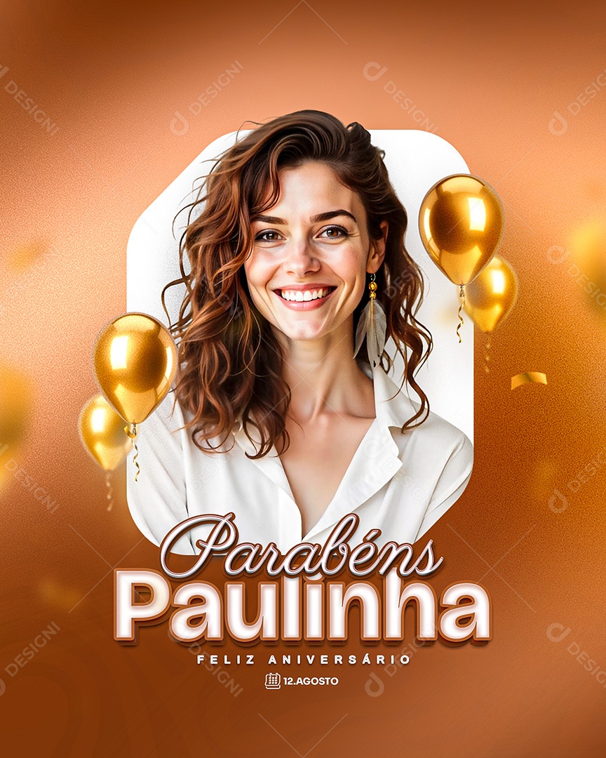 Feliz Aniversário Parabéns Paulinha Social Media PSD Editável