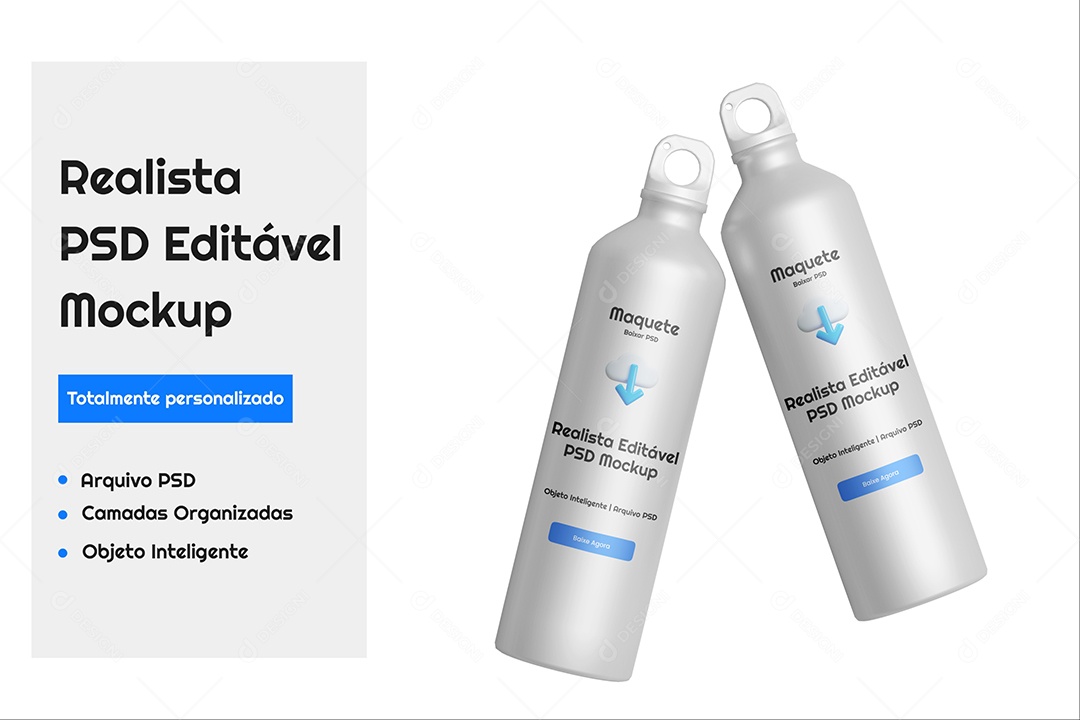 Mockup De Garrafa Térmica PSD Editável