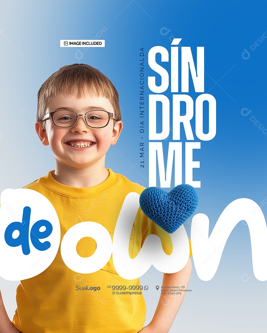 Dia Internacional da Síndrome de Down 21 de Março Social Media PSD Editável