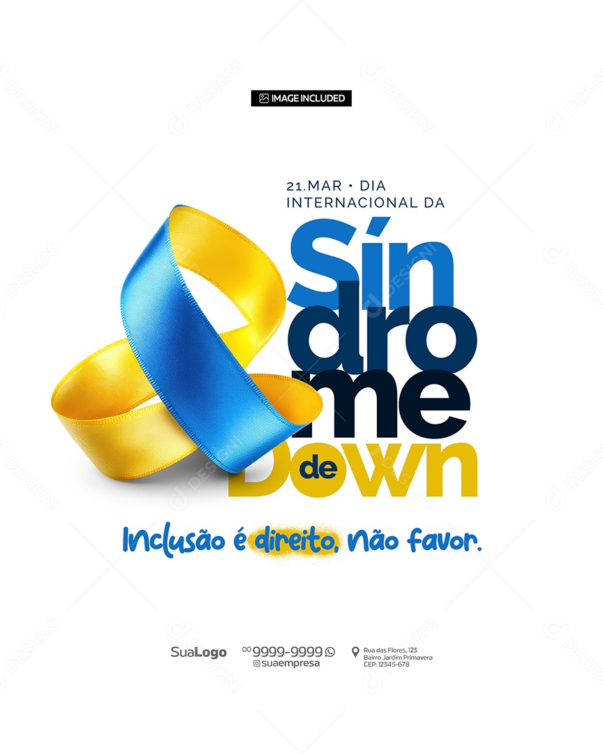 Dia Internacional da Síndrome de Down 21 de Março Social Media PSD Editável