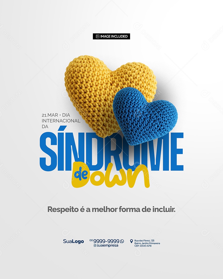 Dia Internacional da Síndrome de Down 21 de Março Social Media PSD Editável