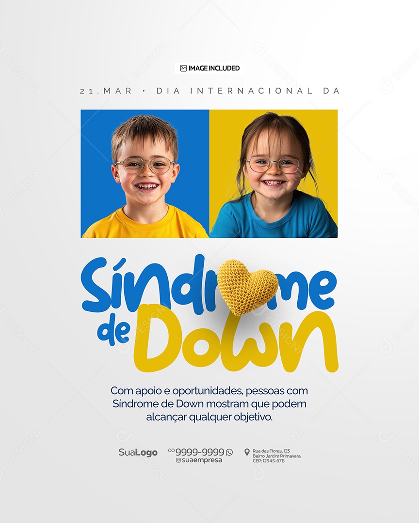 Dia Internacional da Síndrome de Down 21 de Março Social Media PSD Editável