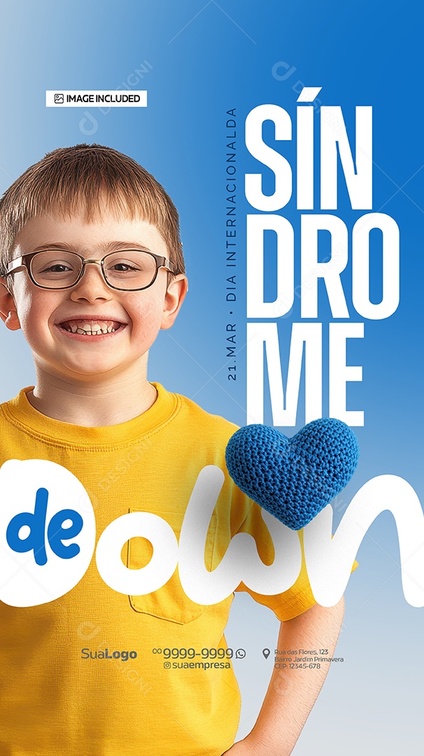 Story Dia Internacional da Síndrome de Down 21 de Março Social Media PSD Editável