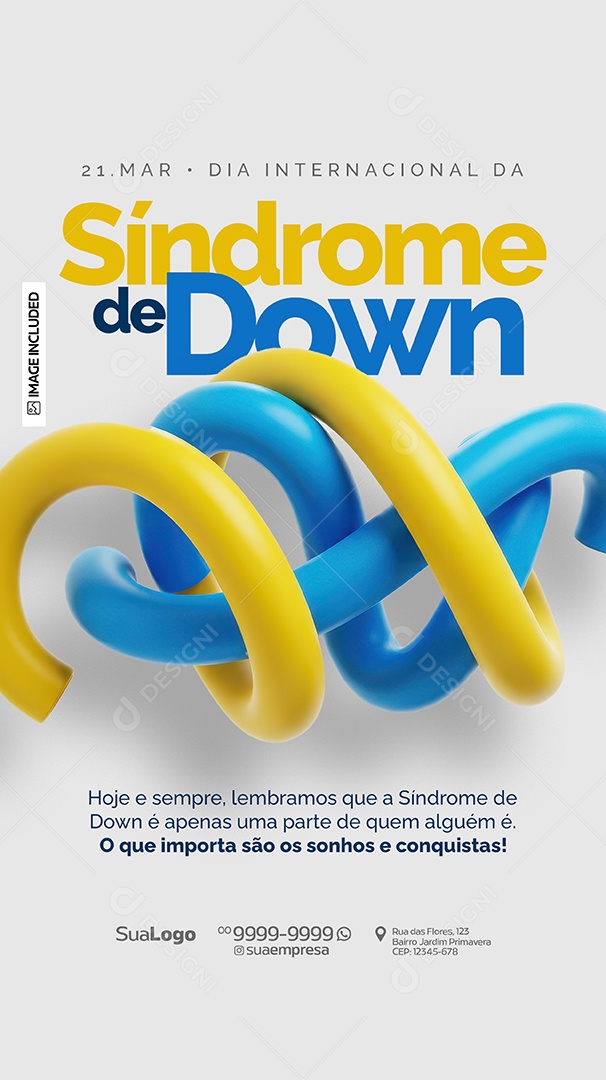 Story Dia Internacional da Síndrome de Down 21 de Março Social Media PSD Editável