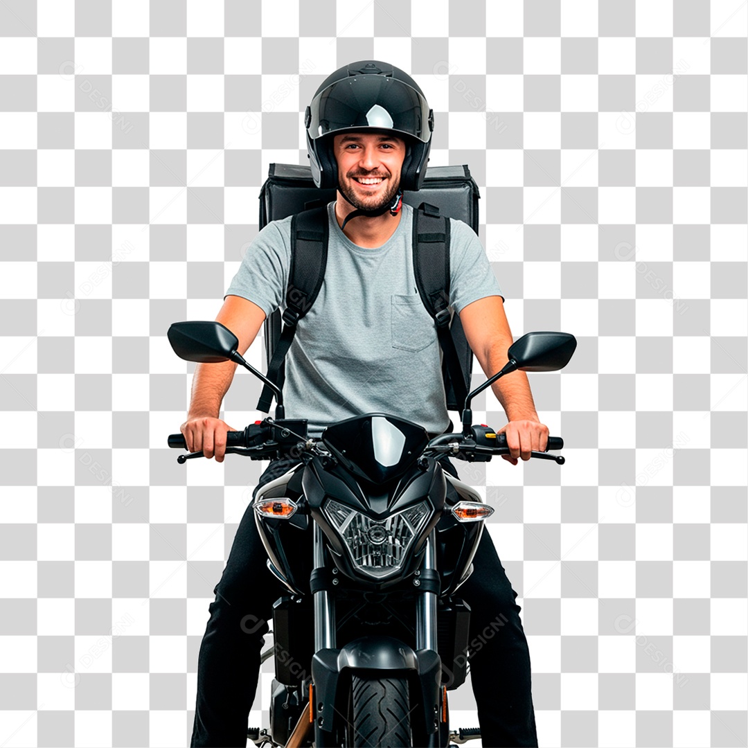 Homem de Moto Entregador PNG Transparente