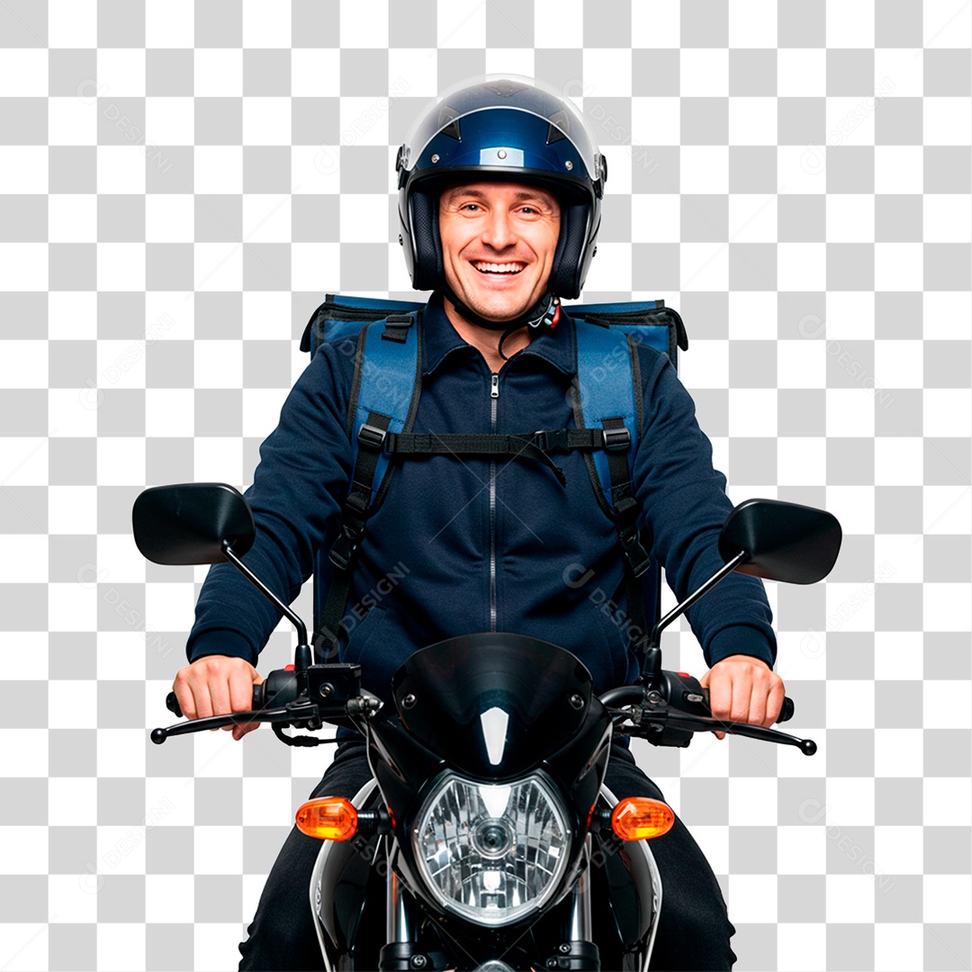 Homem de Moto Entregador PNG Transparente