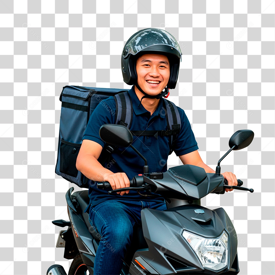 Homem de Moto Entregador PNG Transparente