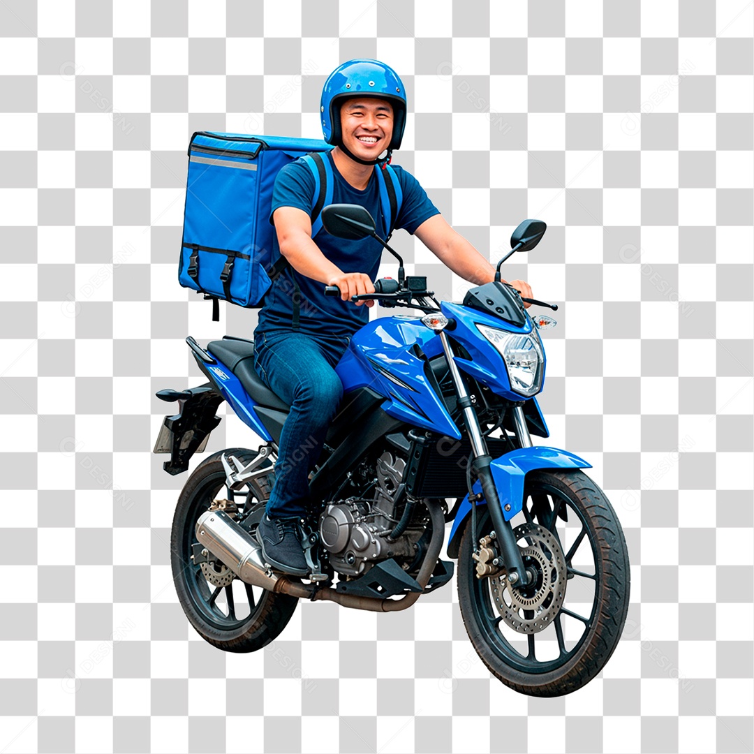 Homem de Moto Entregador PNG Transparente