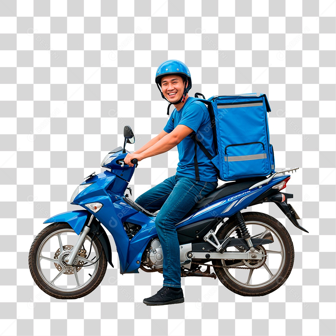 Homem de Moto Entregador PNG Transparente