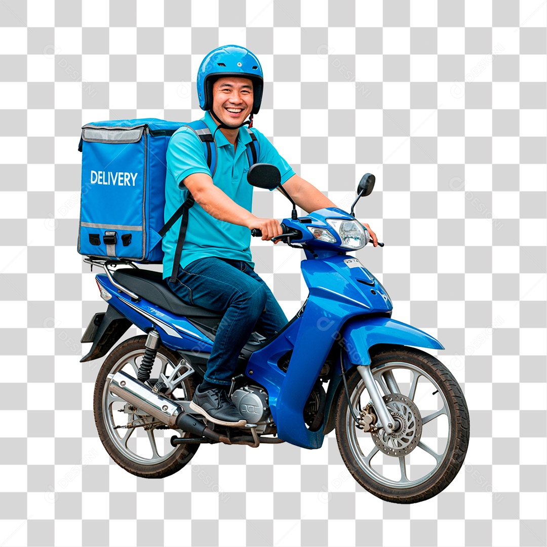 Homem de Moto Entregador PNG Transparente