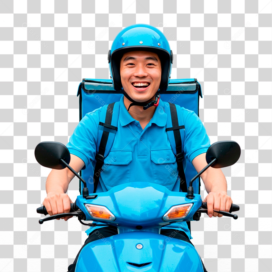 Homem de Moto Entregador PNG Transparente