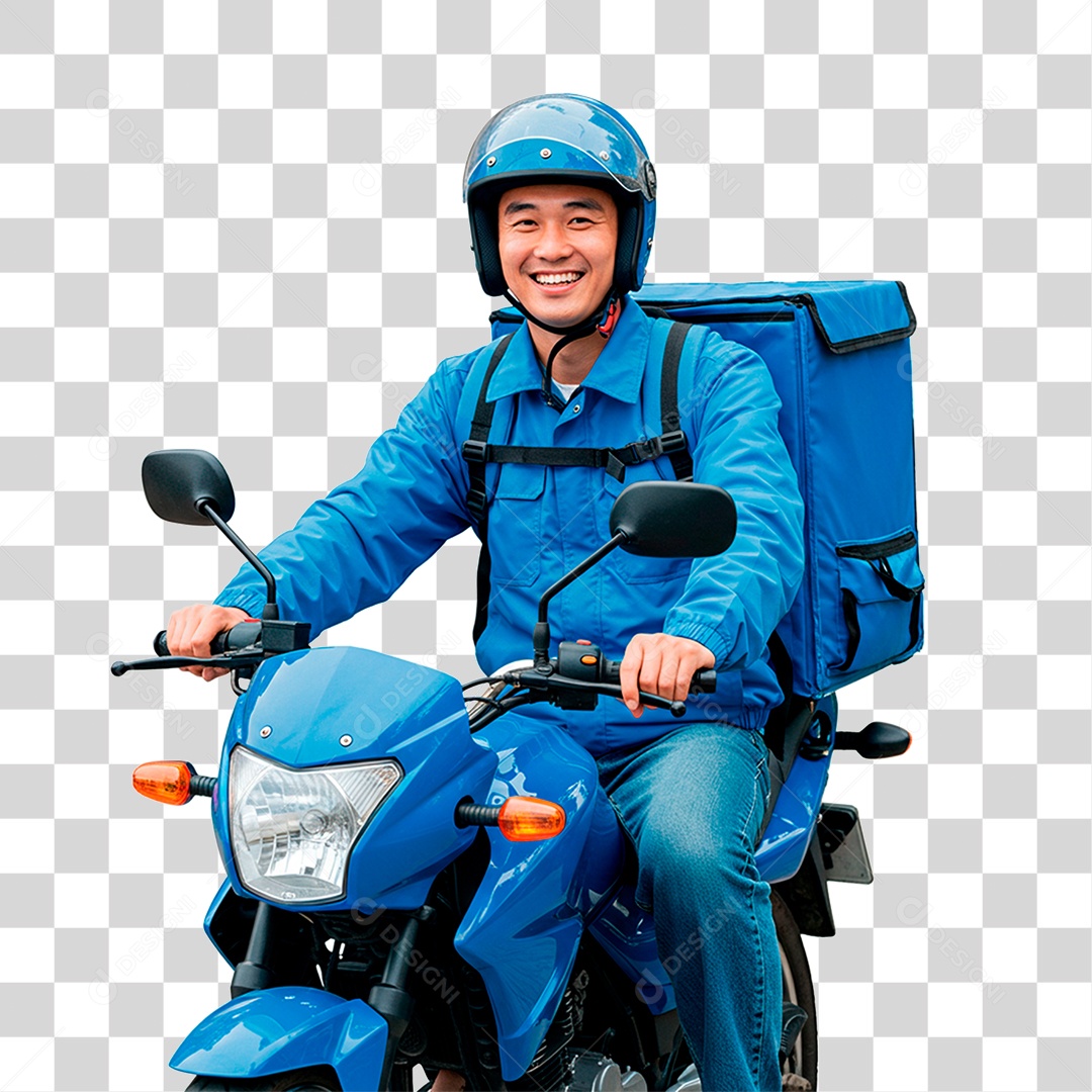 Homem de Moto Entregador PNG Transparente