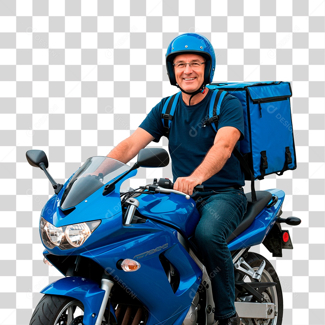 Homem de Moto Entregador PNG Transparente
